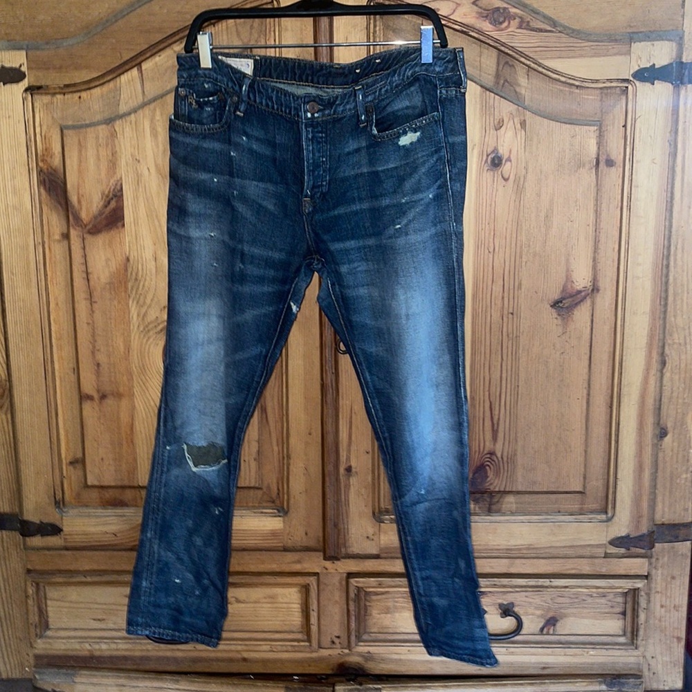 Ralph Lauren Polo size 31 dark blue distressed Astor boyfriend jeans-read